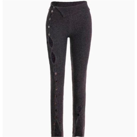 Ruve Imalona Knit Stretchy Button Up Skinny Pants In Purple Gray Size S - Picture 3 of 13